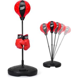KOMFOTTEU Punchingball - Set da boxe regolabile in altezza, 81-123,5 cm, con guanti da boxe e pompa, per bambini e adulti