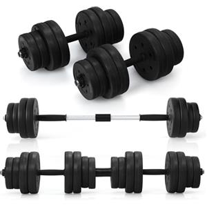 GYMAX Manubri Palestra Regolabili, Set Pesi Palestra 30 KG, Manubri, Bilancieri Regolabili Palestra Casa con Barra Bilanciere e 16 Dischi, per Fitness Casa e in Palestra