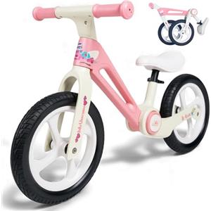 WeLLIFE |B-Bike RGX| Bicicletta Senza Pedali per Bambini 2-6 Anni Max 35Kg| Bici a Spinta per Bambino |Telaio Pieghevole| Ruote 12 Pollici in Gomma Antiforatura| Sella Regolabile| Poggiapiedi
