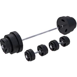 Gorilla Sports® Set Bilanciere e Manubri - 60kg, 100kg o 130kg, Ø 30mm, Barra 170cm, con Chiusure, Antiscivolo, Dischi in Plastica - Pesi Palestra, Piastre di Peso, Allenamento, Sollevamento, Fitness