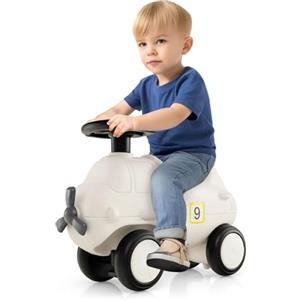 RELAX4LIFE Macchinina Cavalcabile per Bambini 12-36 Mesi, Primi Passi a Forma di Aereo, Macchina a Spinta con 4 Ruote, 65 x 23 x 47 cm