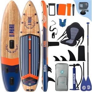 Niphean (Extra Grande) Tavola SUP Gonfiabile per 2+1 Persone/Famiglia, Stand Up Paddle Board con (Facile per Principianti) Ala Bilanciata, Custodia Impermeabile, SUP Gonfiabile Adulti, Idee Regalo