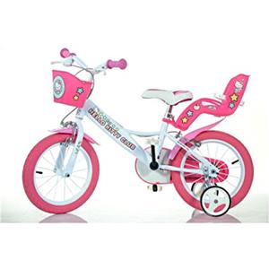Tecnobike Shop Bici per Bambina Bicicletta Dino Bikes Hello Kitty Taglia 12" - 14" - 16" (Cerchio 14 Pollici)