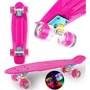 WeLLIFE Skateboard Mini Cruiser Serie RGX Skate 22" 56cm per Bambini Ragazzi Adulti, Skateboard con Ruote Luminose PU 78A Cruiser con Luci Multicolore Flash LED Cuscinetti ABEC-7
