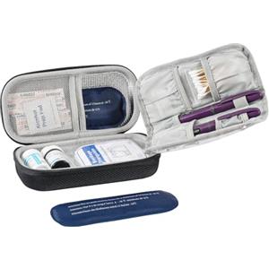 ProCase Custodia Termica per Insulina, Borsa per Diabetici da Viaggio con 2 Impacchi di Ghiaccio, Frigorifero Portatile per farmaci perfetto per l'aereo, le Vacanze e i Viaggi d'affari -Nero