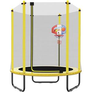 PILIN Trampolino Da Giardino Per Bambini Con Rete Di Sicurezza e Canestro, Peso Massimo 50 Kg Uso Esterno e Interno Trampolino Per Bambini Ø 150 Cm Regalo Di Compleanno Per Bambini