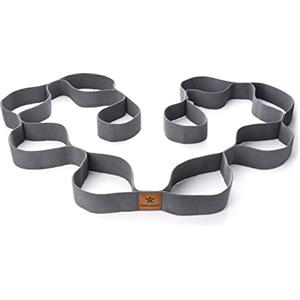 BODYMATE Fascia elastica con 10 passanti, lunghezza totale circa 190 cm, larghezza 3,8 cm, in 100% cotone naturale