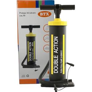 Sicignano Casalinghi Ingrosso Casalinghi Sicignano | Pompa Bivalente 50 cm - Gonfiatore Doppia Azione con 3 Bocchettoni - Volume 2x2000cc - Per Gonfiabili, Materassi, Piscine, Canoe - Alta Capacità, Rapida ed Efficiente