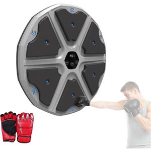 MAGIC SELECT Macchina da Boxe Musicale, Attrezzatura da Allenamento per Boxe a Parete In PU con Guantoni da Boxe, Pad da Boxe a LED, Bluetooth, Luci al Ritmo Della Musica. (2 mode, 43x43x4 cm)