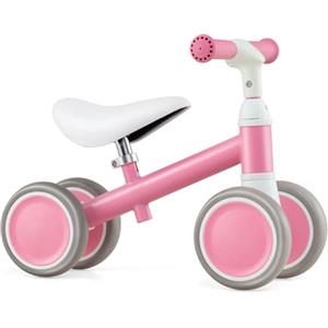 COSTWAY Bicicletta Senza Pedali per Bambini 1-3 Anni, Bicicletta Equilibrio con 4 Ruote, Manubrio e Sella Regolabili in Altezza, Bici per Bambini, Portata 25 kg (Rosa)