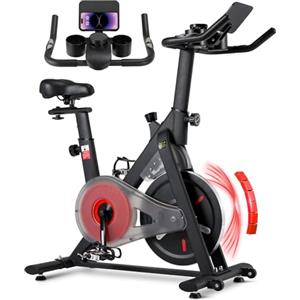 LIFERUN Cyclette da Casa, Bici da Fitness Silenziosa, Resistenza Magnetica Regolabile, Manubrio e Sella Regolabili, Bicicletta Spinning Indoor con Sensore di Impulso, Home Trainer, Max.150 Kg