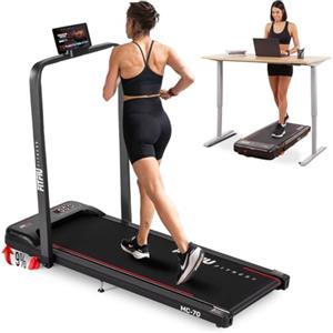 FITFIU Fitness tapis roulant pieghevole 750W 2 in 1, inclinazione 5°, velocità fino a 10 km/h, manubrio richiudibile, schermo LCD, telecomando, ruote per trasporto