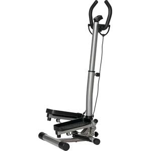 HOMCOM Stepper con Manubrio Regolabile, Impugnature Antiscivolo ed Elastici, Step Fitness con Monitor LCD per Casa e Palestra, Nero e Argento