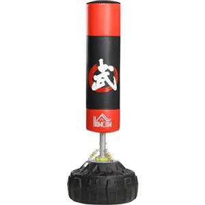 HOMCOM Sacco da Boxe da Terra Adulti, 180 cm Sacco Boxe da Terra con 10 Ventose, Sacchi da Kickboxing per Muay Thai MMA Allenamento Fitness, per Casa Palestra Home Gym, Nero e Rosso
