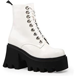 LAMODA White Run To You, Stivale alla Caviglia Donna, Brevetto Bianco, 40 EU