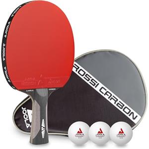 JOOLA Rosskopf Carbon racchetta da ping pong professionale, omologata ITTF, per giocatori esperti, comprensiva di copertina e 3 palline.
