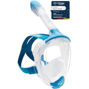 CRESSI Java Junior Full Face Mask Clear/Blue XS - Maschera Snorkeling Integrale Junior Unisex, Lente Ultra Chiara Anti Fog, 100% Silicone, Snorkel Dry con Valvole Sicurezza, Trasparente/Blu, XS