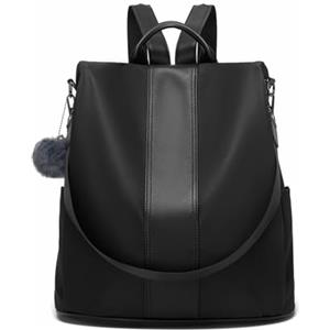 Miss Lulu Zaino Antifurto Donna, Borsa Nero Zaini Nylon Impermeabile, Daypack Spalla Tracolla per Viaggio Lavoro Scuola