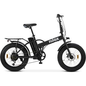 Nilox, Ebike X5 Pro, Bici Elettrica, Fino a 60 km di Autonomia, Fino a 25 Km/h, Motore da 36 V/250 W e Batteria Removibile 36 V-10 Ah, Gomme FAT 20" x 4", Cambio a 6 Velocità