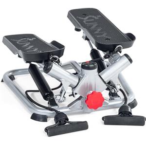 Sunny Health & Fitness Advanced Stepper Machine con funzione Twist e fasce di resistenza, mini stepper portatile, attrezzo per esercizi aerobici indoor per allenamento total body - SF-S0979, Grigio