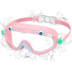 Ambienden Occhialini Piscina Bambini Grandi Antiappannamento con Protezione UV, Regolazione Rapida, Occhialini Nuoto 3-10 Anni Unisex, Pink
