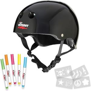 Wipeout Kids Bike Helmet, Dry Erase Casco da Bici per Ragazzi, cancellabile e riscrivibile, Nero, età: da 8 Anni in su Unisex Bambino