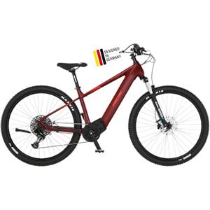 Fischer E-Mountain Bike MONTIS 7.0i Bicicletta elettrica per uomo e donna, RH 43 cm, motore centrale 70 Nm, batteria 36 V, rosso porpora, 43-630 Wh