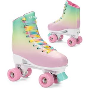 ATTABO Pattini a rotelle Aquatica 39-42 EU, in alluminio, design colorato, ruote 82A, 54 mm x 32 mm, protezione per le dita, freni sicuri, materiali durevoli, ABEC-5, multicolore