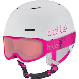 Bollé | COMBO - Casco e Maschera da sci | B-FUN JR and ROCKET |White & Pink Matte and Vermillon Cat 2 | Small-Medium | Unisex | Children