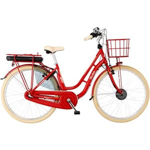 Fischer E-Bike Retro 2.0, Bicicletta Elettrica, Rosso Lucido