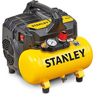 Stanley Compressore Aria Portatile DN200/8/6 - Compressore Silenziato 8 Bar - con Capacità del Serbatoio di 6L - senza Olio 105L/Min - Con Maniglia e Piedini Antiscivolo - per Utensili Pneumatici