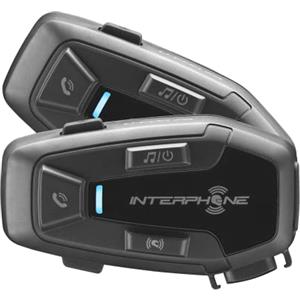 INTERPHONE U-Com 7R - Doppio - Interfono Moto Bluetooth 5.2 Rimovibile e Batteria Integrata 15 ore Autonomia, 4 Moto 1 Km, Compatibile TFT e GPS, Impermeabile, Speaker 32mm, per tutti i Caschi