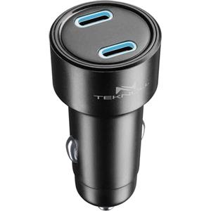 Teknoll - Caricabatterie Rapido 65W -2 Porte: 1xUSB-C 20W PD + 1xUSB-C 45W PD - LED Attivo - Ricarica Sicura in Auto - Adatto a Tutti Gli Smartphone - Nero