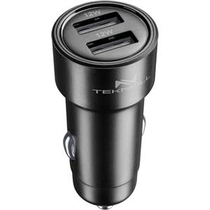 Teknoll - Caricabatterie Rapido 24W - 2 Porte USB 12W - Output totale 24W - Ricarica Sicura in auto - Protezione da Sovraccarichi - Adatto a tutti gli smartphone - Nero