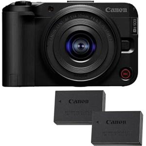 Canon EOS R50 V + RF-S 14-30mm F4-6.3 IS STM PZ + 2x Batterie (Kit Batteria Aggiuntiva) - Fotocamera Digitale per Vlogging Compatibile con Obiettivi Canon RF | Attrezzatura per Content Creator