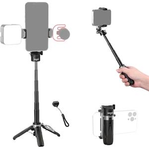 NEEWER Selfie Stick con Otturatore Remoto Bluetooth Rimovibile, Treppiede da Viaggio Leggero Pieghevole per iPhone, Portatelefono a 360° Cold Shoe per YouTube/TikTok Vlog Foto Live Stream, Nero, P15