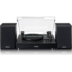 Lenco Giradischi LS-101 - Giradischi Bluetooth - Altoparlante esterno con 2 x 10 Watt RMS - 3 velocità - Trasmissione a cinghia - Nero