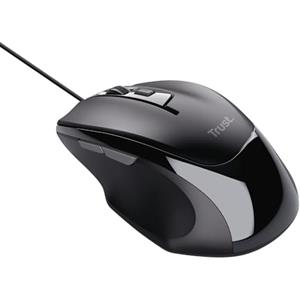 Trust Voca Mouse con Filo, Forma Confortevole, 800-2400 DPI, Cavo USB 1,6 m, Plug and Play, 6 Pulsanti, Mouse Cablato per PC, Computer, Portatile, Laptop, Macbook, Ufficio - Nero