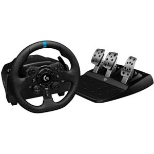 Logitech G G923 volante da corsa e pedali con ritorno di forza TRUEFORCE fino a 1000 Hz, design di guida reattivo, controllo con doppia frizione e rivestimento del volante per PS5, PS4, PC e Mac -Nero