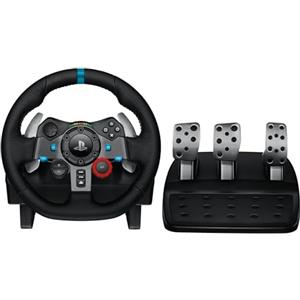 Logitech G G29 Driving Force volante da corsa e pedali con ritorno di forza dinamico reale, leve al volante in acciaio inox, coprivolante per PS5, PS4, PC, Mac - Black