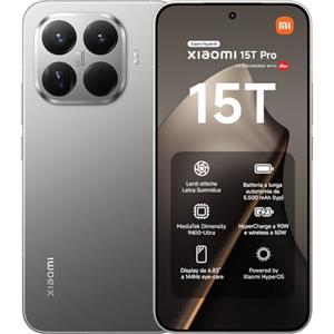 XIAOMI 15T Pro, Smartphone 12+256GB, Display Eye-care da 6,83" 144Hz, MediaTek Dimensity 9400+, Teleobiettivo Leica 5x Pro da 50MP, 5500mAh, Garanzia 2 Anni, Titanio, Caricabatterie non incluso