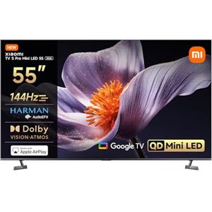 XIAOMI TV S Pro Mini LED 55,smart tv,4k QLED,144Hz Google TV,HDR 10+, Tuner DVB-C/S/S2/T/T2,MEMC,Dolby Vision,Dolby Atmos,DTS-X,Harman AudioEFX，Integrazione Alexa, Airplay2