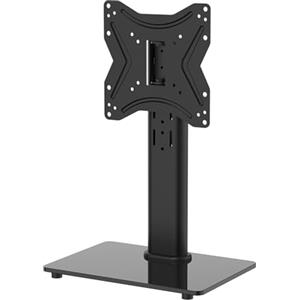 GRIFEMA GB1005-2 Supporto TV da Tavolo 17-43 Pollici,Piedistallo TV Girevole Universale, Regolabile in Altezza, Base in Vetro Temperato, Nascondere il Cavo, Fino a 30 kg, Max Vesa 200x200mm