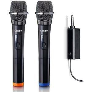 Lenco Set microfono wireless Lenco MCW-020 - microfoni wireless con ricevitore - spina da 6,5 mm - batteria integrata con 2000nAH - portata fino a 15 metri - 863,5 MHz - nero MCW-020BK