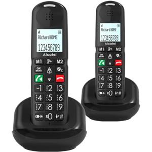 ALCATEL XL685 Duo - Telefono fisso cordless DECT Senior Formato XL - Display grafico ad alta leggibilità - Tasti grandi - Audio Boost - Vivavoce - Blocco chiamate - 2 portatili - Nero