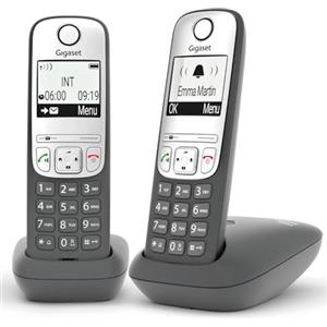 Gigaset AS485 Duo - Due Telefoni Cordless - Vivavoce - Trasferimento di chiamata - Tastiera Illuminata - Chiamate interne tra i due portatili, Grigio Antracite [Versione Italiana]
