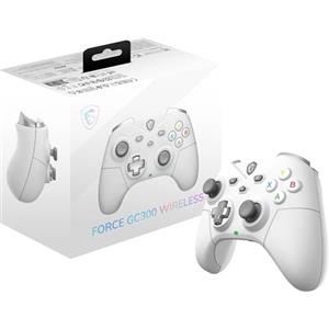 MSI FORCE GC300 WIRELESS WHITE Controller gaming per PC, Connessioni 2.4GHz, USB Type-C to A, Batteria Li-ion 600mAh (20h), D-Pad intercambiabile, doppi motori di vibrazione, cablata/wireless