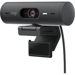 Logitech Brio 500 Webcam Full HD Correzione Luce, Show Mode, Microfono Riduzione del Rumore, Copertura Privacy, Streaming, Funziona con Microsoft Teams, Google Meet, Zoom, Cavo USB-C - Grafite