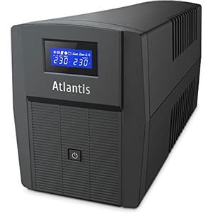 Atlantis A03-HP2003 Gruppo di Continuità Onda Sinusoidale Pura 1500VA 900W Line Interactive, display LCD, porta USB-HID, 3 uscite IEC + 2 prese Schuko + cavo alim, 2 batterie 12V-9Ah, protezione RJ45