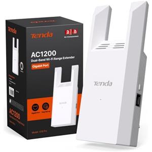 Tenda A18 Pro Ripetitore Wi-Fi Dual Band AC1200 Mbps, Funzionalità Extender e Access Point 5GHz/2.4GHz con Porta Gigabit LAN, LED Segnale Intelligente, Pulsante WPS, Sicurezza WPA2, Controllo via App